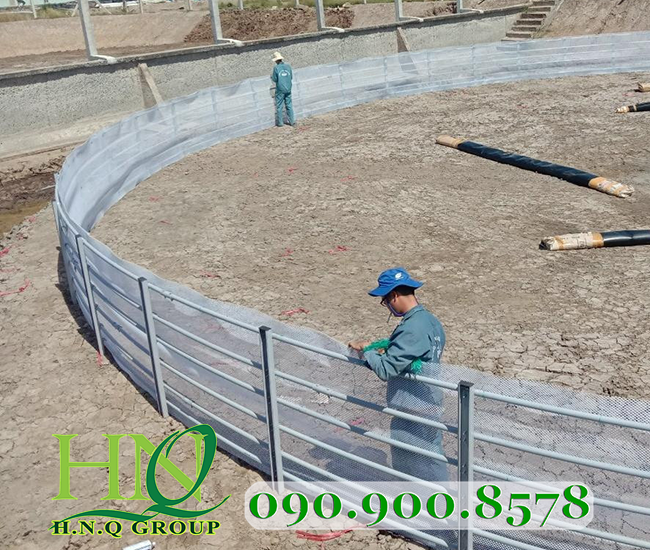 Lưới nhựa mắt cáo trắng giữ bạt cho ao nổi